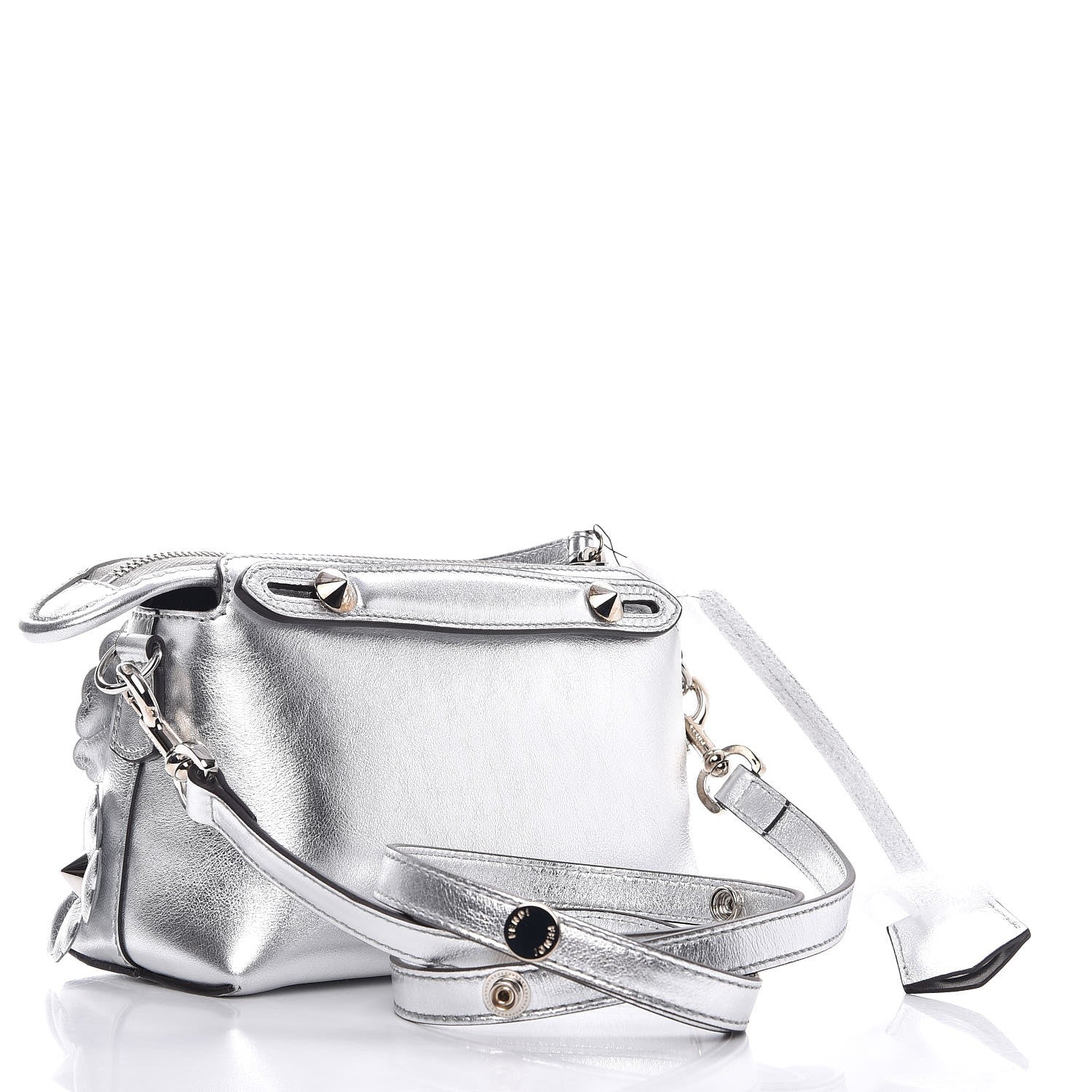 Fendi Vitello Catalan Mirror Flowerland Mini By The Way Boston Bag Argento 3 of 8