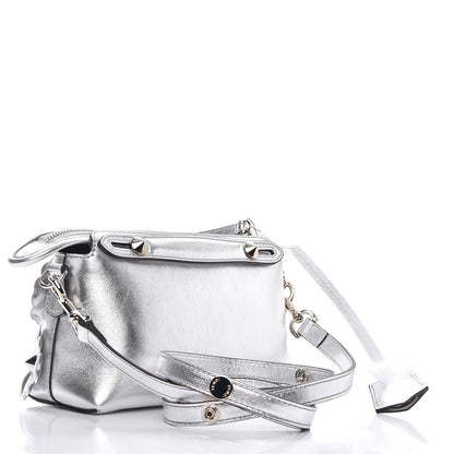 Fendi Vitello Catalan Mirror Flowerland Mini By The Way Boston Bag Argento 3 of 8
