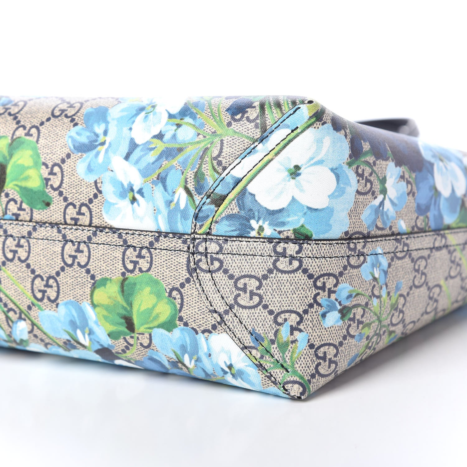 Gucci GG Supreme Monogram Blooms Medium Reversible Tote Beige Blue Navy 9 of 9