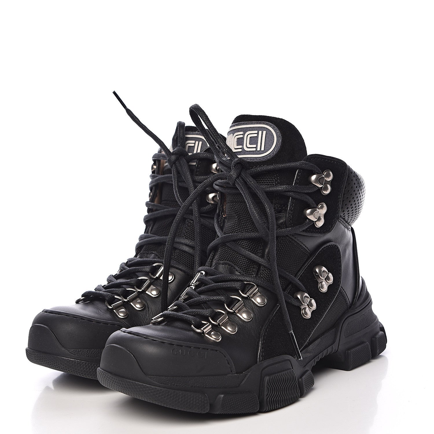 Gucci X SEGA Calfskin Suede Technical Canvas Womens Flashtrek High-Top Sneakers 36.5 Black 3 of 10