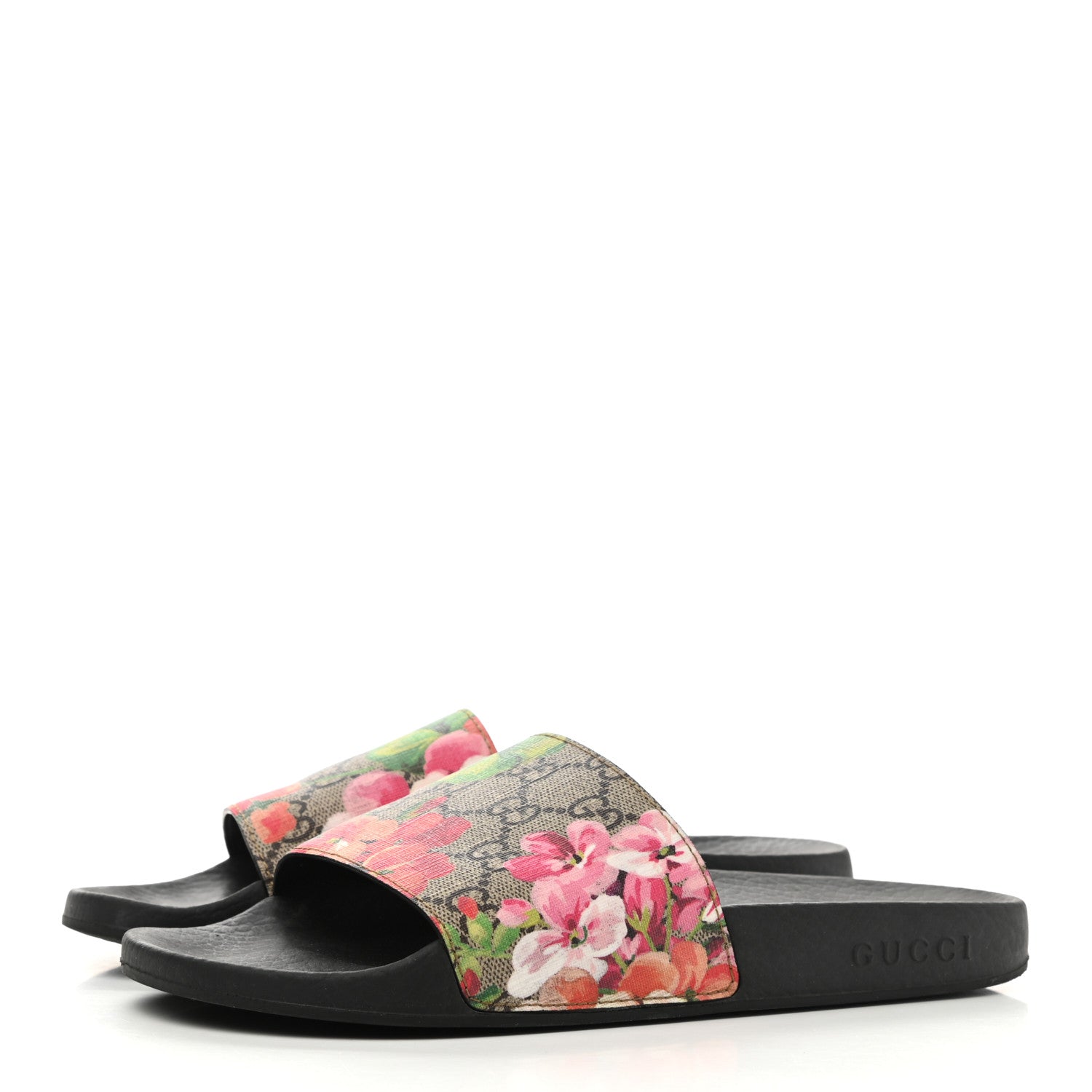 Gucci GG Supreme Monogram Blooms Slide Sandals 38 Beige Multicolor 3 of 10