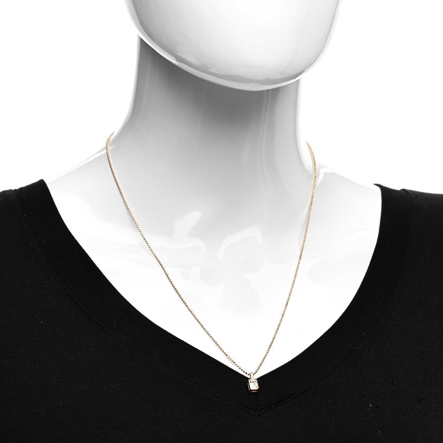 Anita Ko 18K Yellow Gold Diamond Emerald Cut Bezeled Pendant Necklace 2 of 4