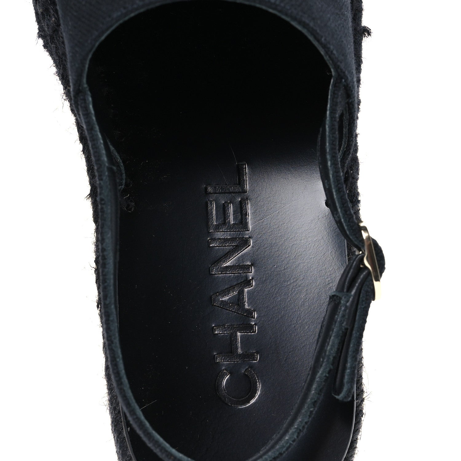 Chanel Canvas Strass CC Espadrille Slingback Sandals 38 Black 7 of 9