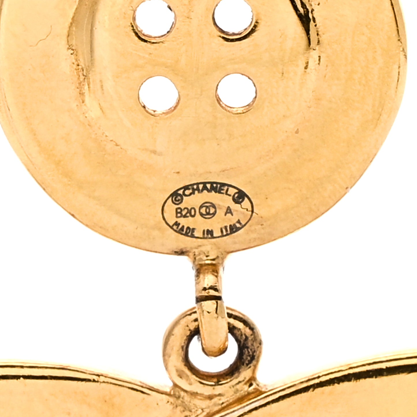 Metal Large Paris Button Earrings Gold