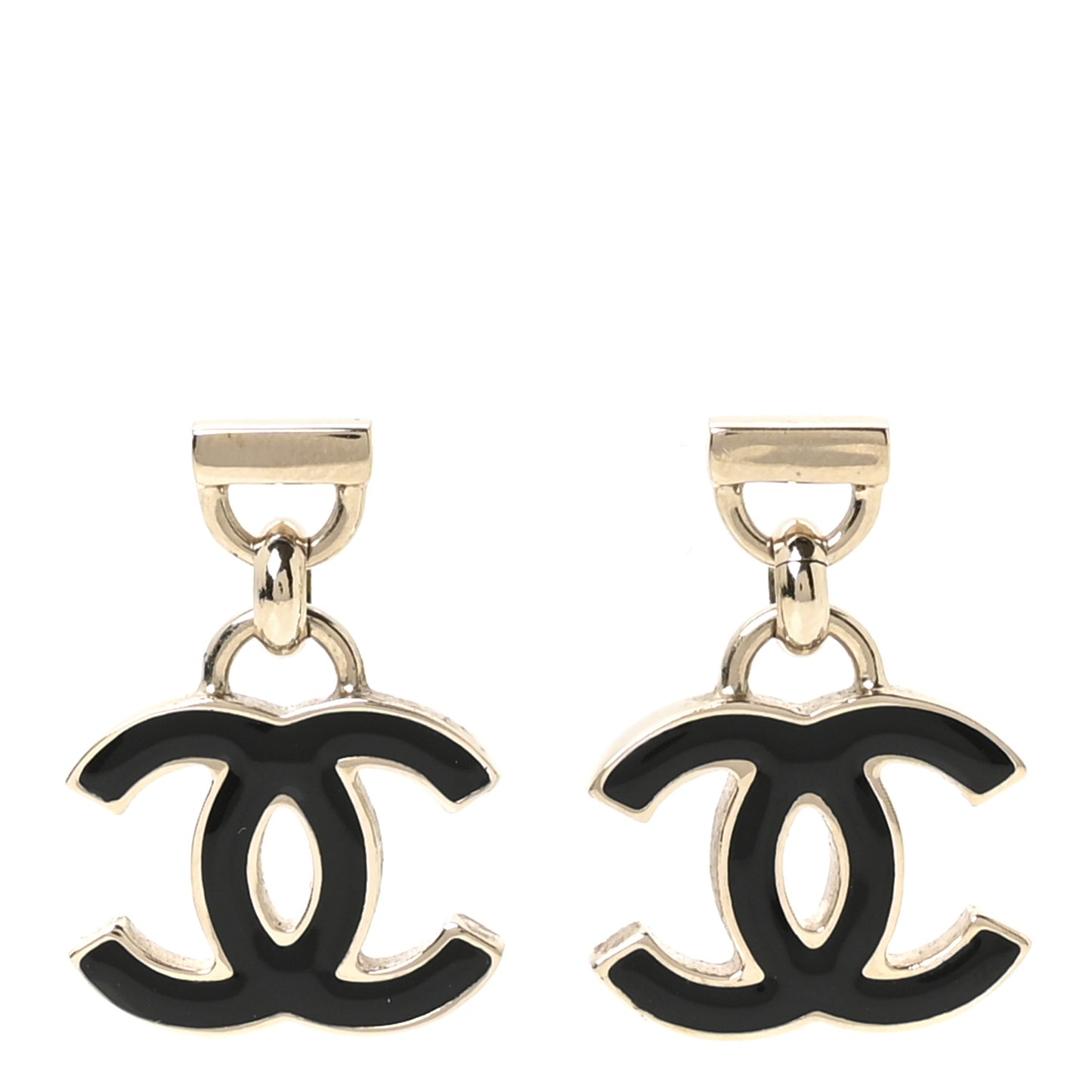 Enamel CC Drop Earrings Black