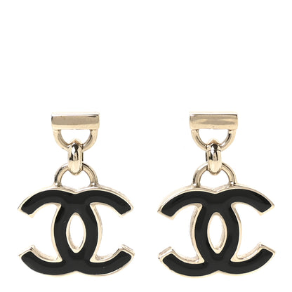 Chanel Enamel CC Drop Earrings Black 1 of 5