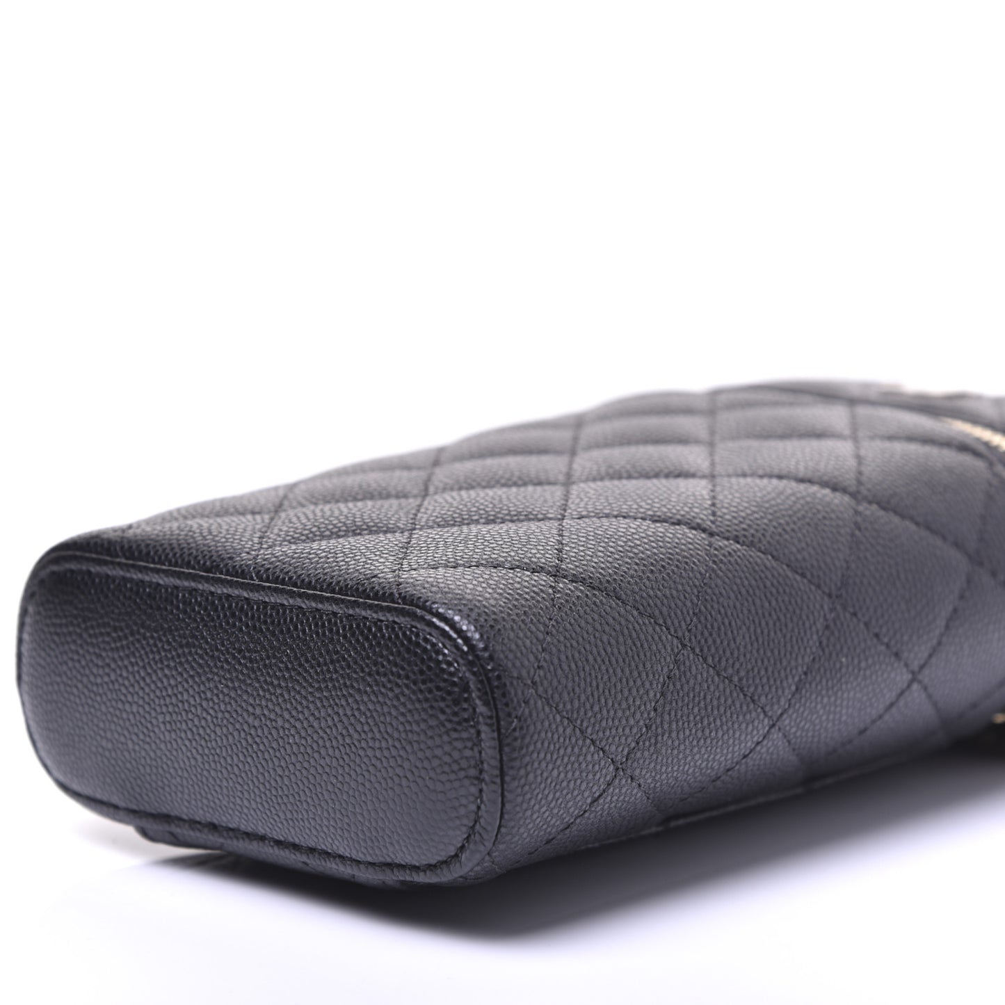 Caviar Quilted Phone Holder With Chain Black