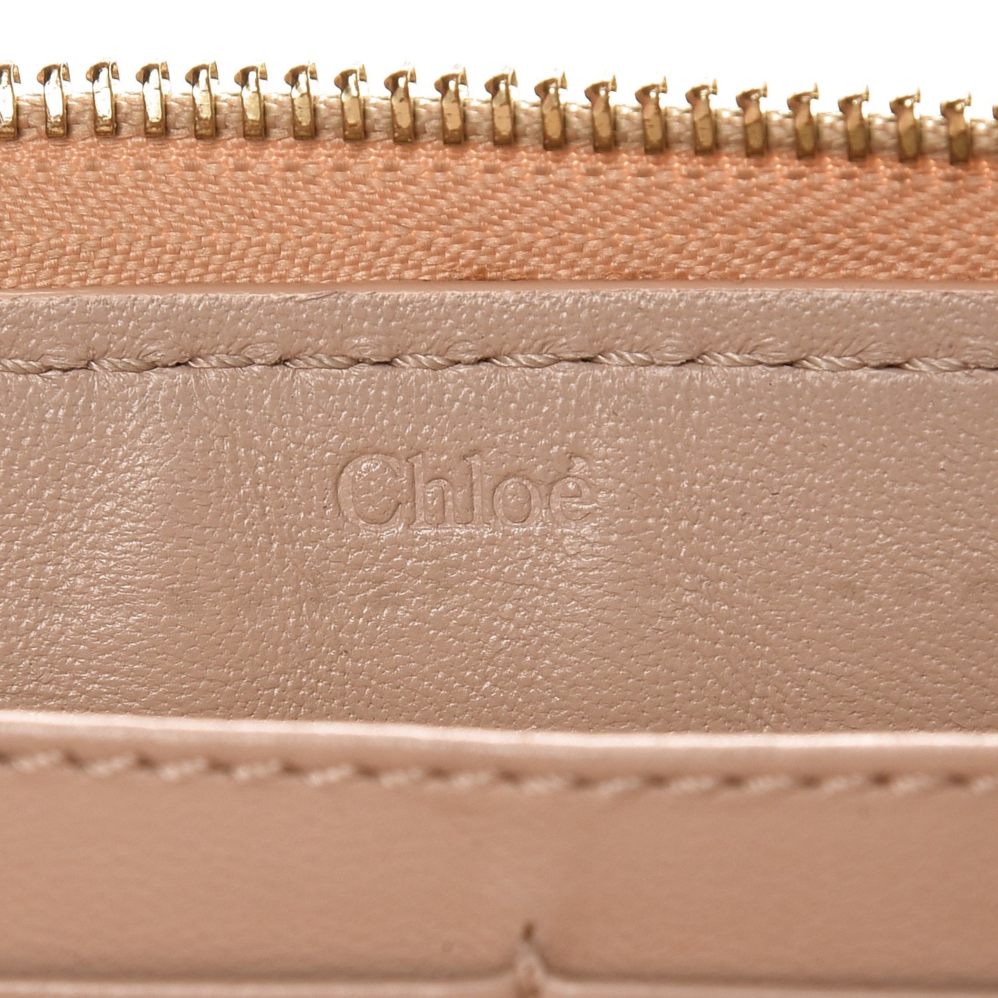 Grained Calfskin Marcie Long Zip Around Wallet Beige