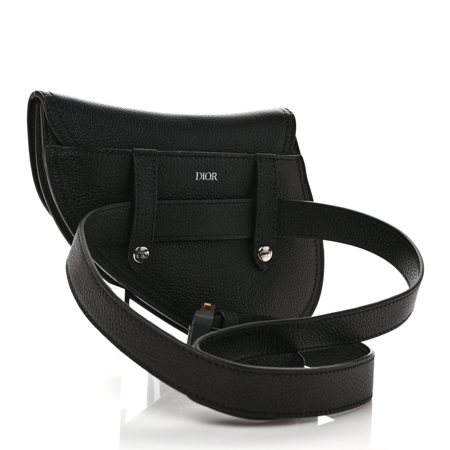 Grained Calfskin Saddle Pouch Belt Bag Black