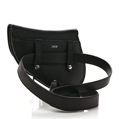 Christian Dior Grained Calfskin Saddle Pouch Belt Bag Black 2 of 9