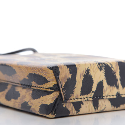Balenciaga Smooth Calfskin Leopard Print Logo Shopping Phone Holder Bag Beige Black 6 of 9