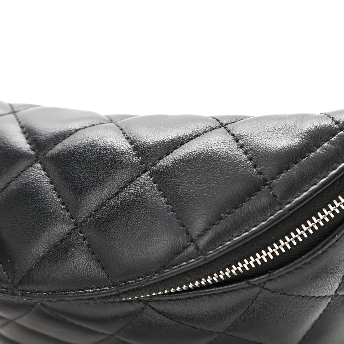 Lambskin Quilted Waist Belt Bag Black