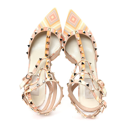 Valentino Garavani Vitello Native Couture 1975 Rockstud Rolling Ankle Strap Pumps 40 Mandarin Sorbet 2 of 9