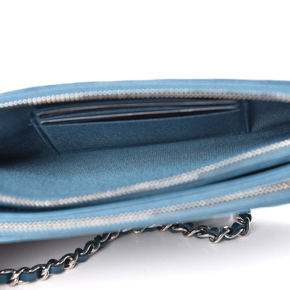 Chanel Lambskin Chevron Quilted Studded Small Clutch With Chain Blue 5 of 14