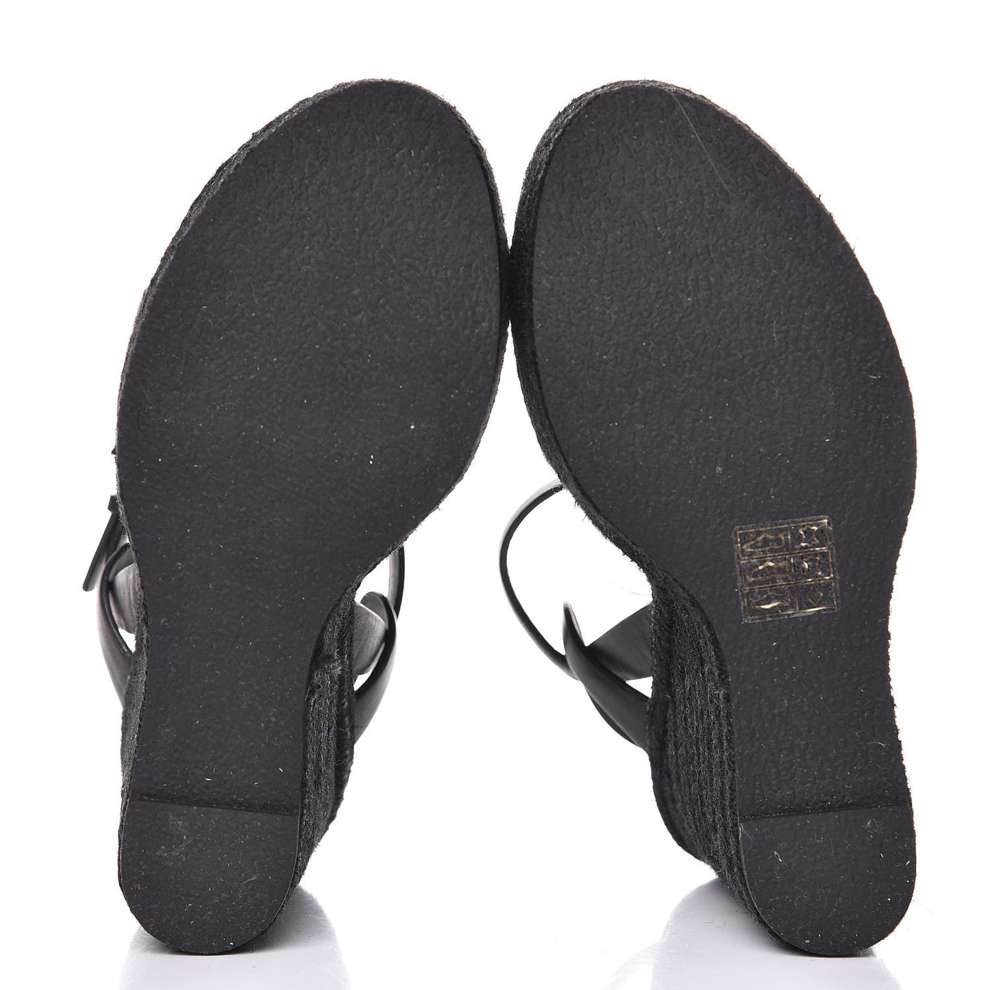 Calfskin 85 Platform Espadrille Wedge Sandals 36 Black