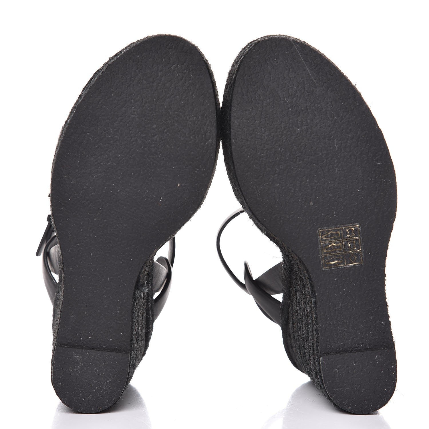 Saint Laurent Calfskin 85 Platform Espadrille Wedge Sandals 36 Black 6 of 8