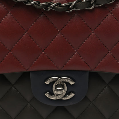 Chanel Lambskin Quilted Tri-Color Medium Double Flap Burgundy 8 of 12