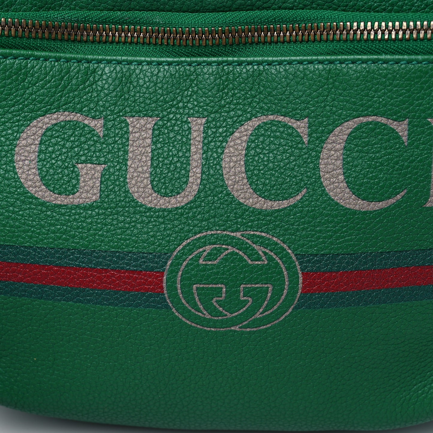 Grained Calfskin Logo Belt Bag Green
