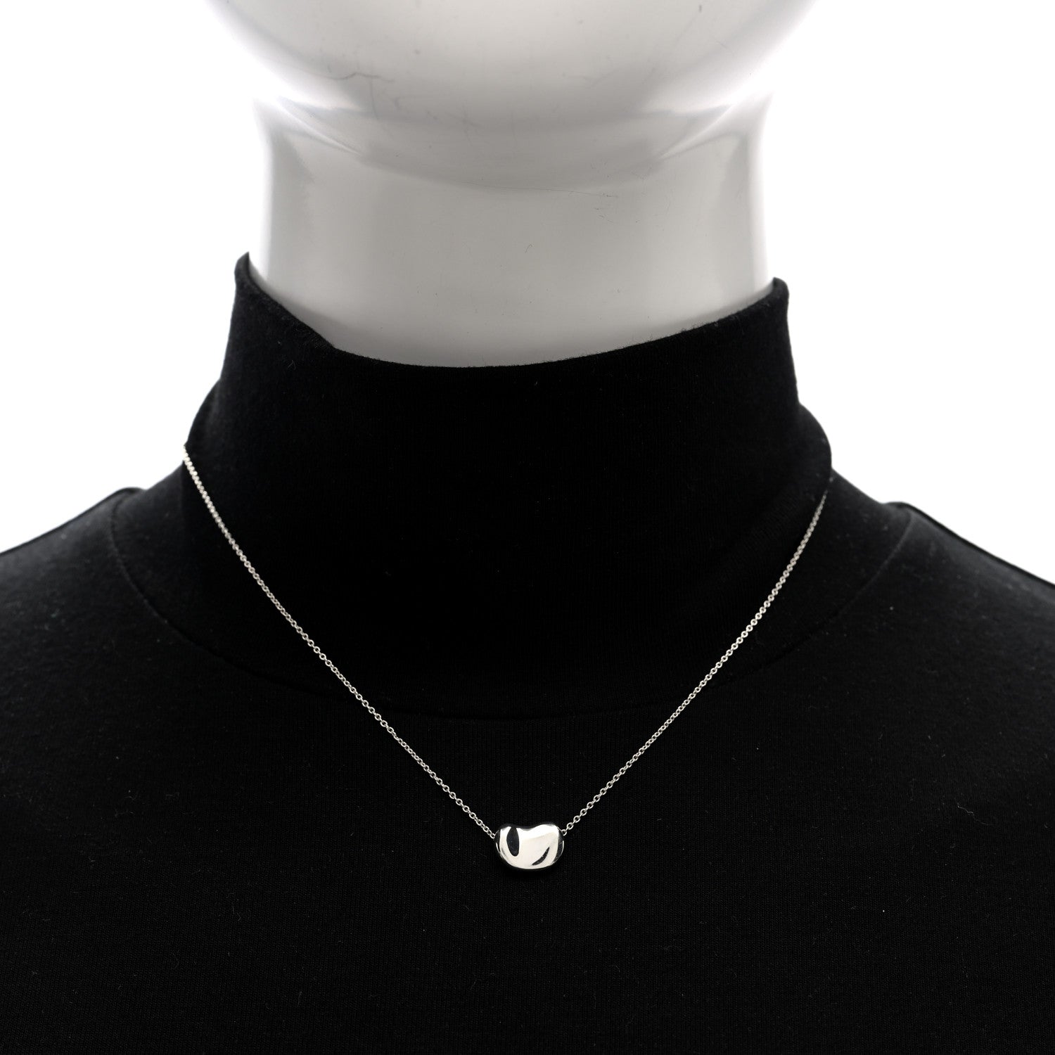 Tiffany Sterling Silver Elsa Peretti 8mm Bean Pendant Necklace 2 of 4