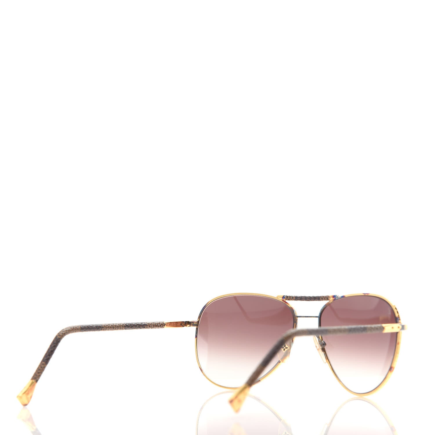 Louis Vuitton Damier Ebene Conspiration Pilote Aviator Sunglasses Z0202U Gold 4 of 7