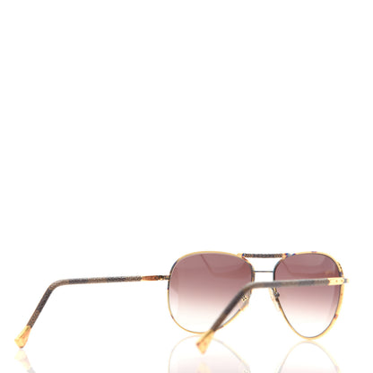Louis Vuitton Damier Ebene Conspiration Pilote Aviator Sunglasses Z0202U Gold 4 of 7