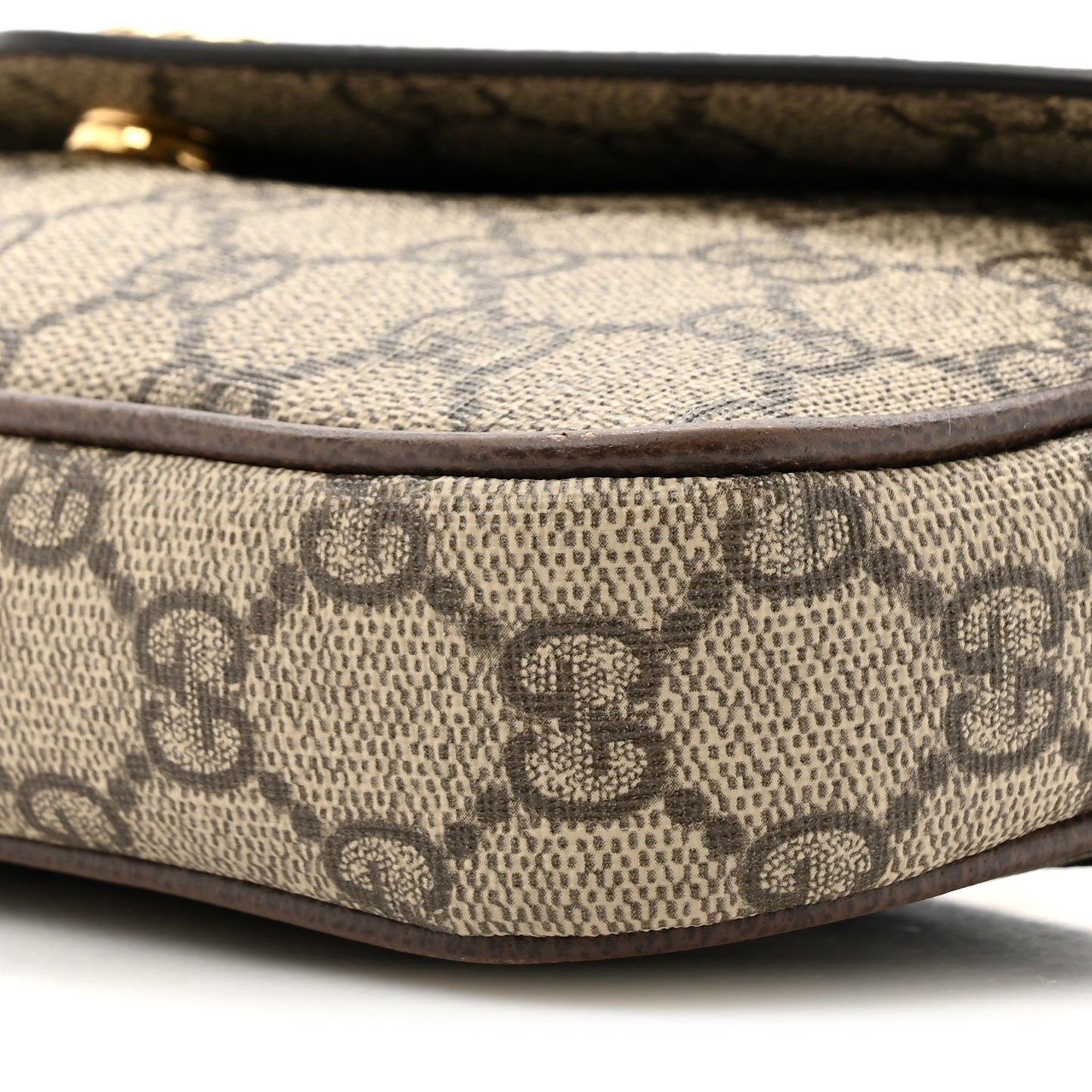 GG Supreme Monogram Textured Dollar Calfskin Web Mini Ophidia Envelope Shoulder Bag Beige Ebony New Acero