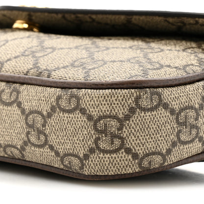 Gucci GG Supreme Monogram Textured Dollar Calfskin Web Mini Ophidia Envelope Shoulder Bag Beige Ebony New Acero 9 of 14