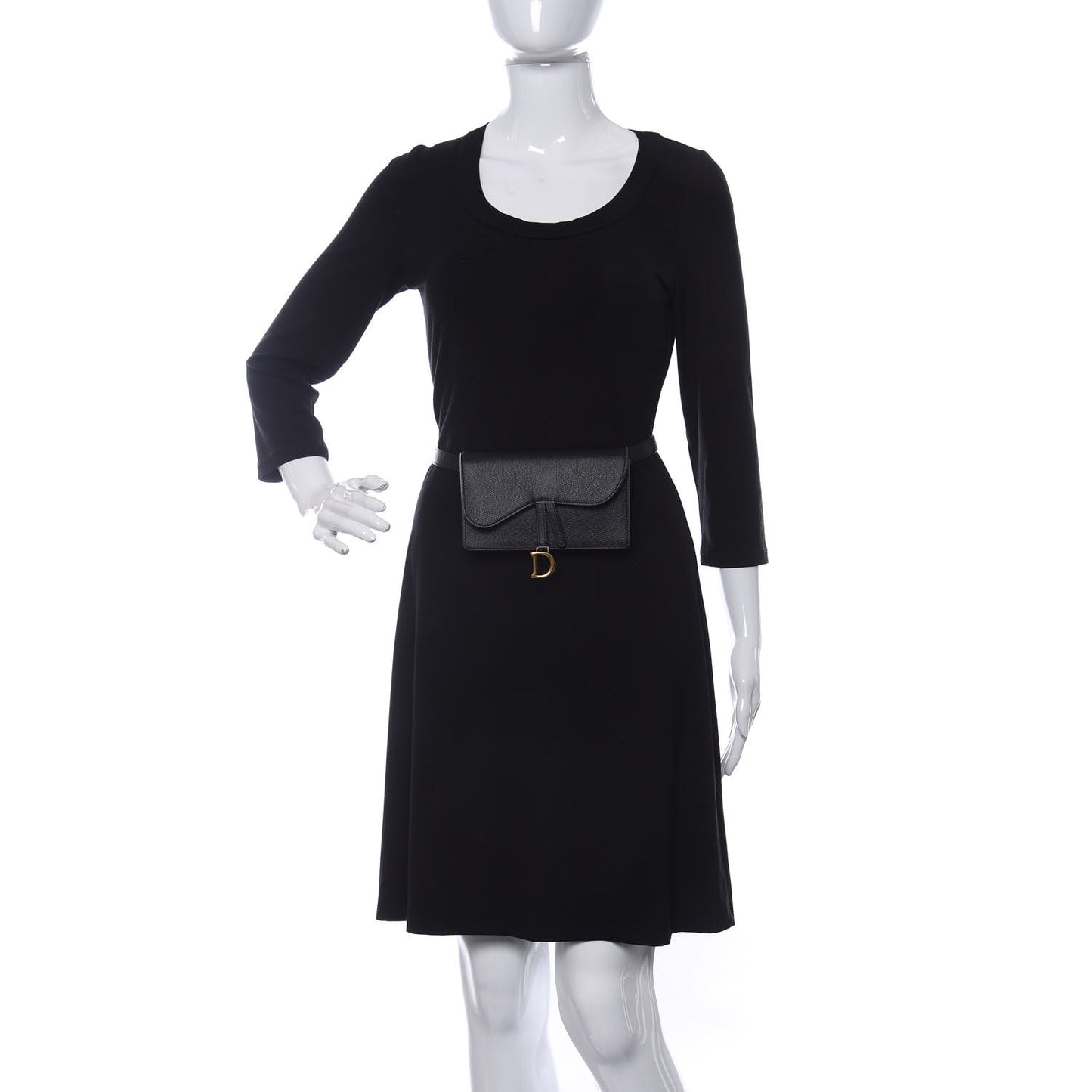 Grained Calfskin Saddle Belt Clutch Black