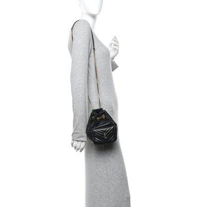 Saint Laurent Lambskin Matelasse Monogram Joe Nano Bucket Bag Black 2 of 13