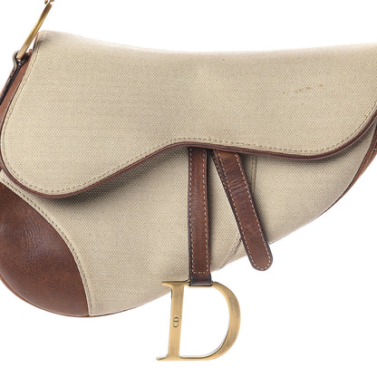 Christian Dior Canvas Calfskin Saddle Bag Beige 6 of 8