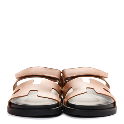 Hermes Calfskin Womens Chypre Sandals 38.5 Naturel 2 of 10