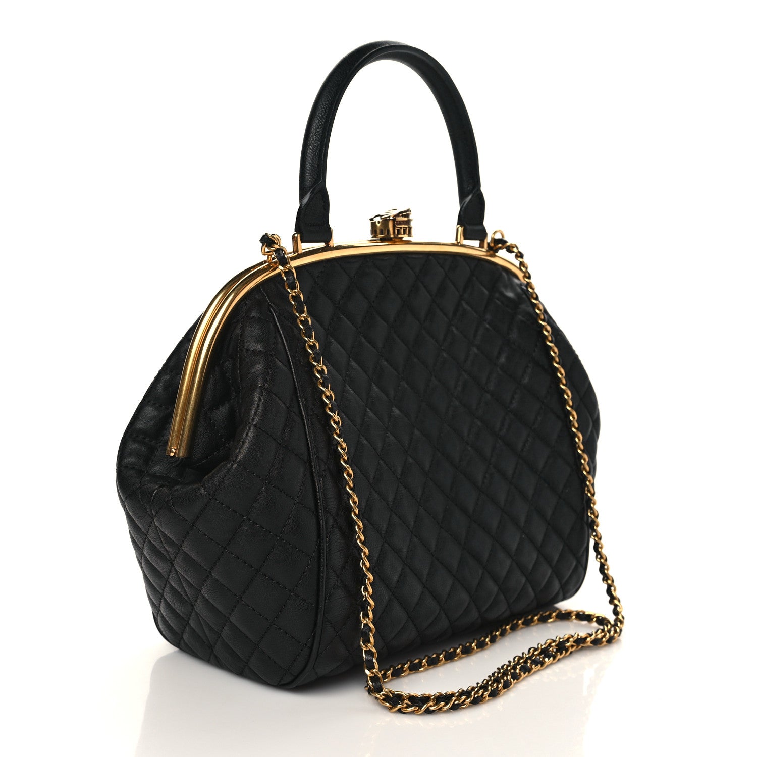 Chanel Calfskin Quilted Paris Rome Colosseum Lock Bag Black 2 of 8