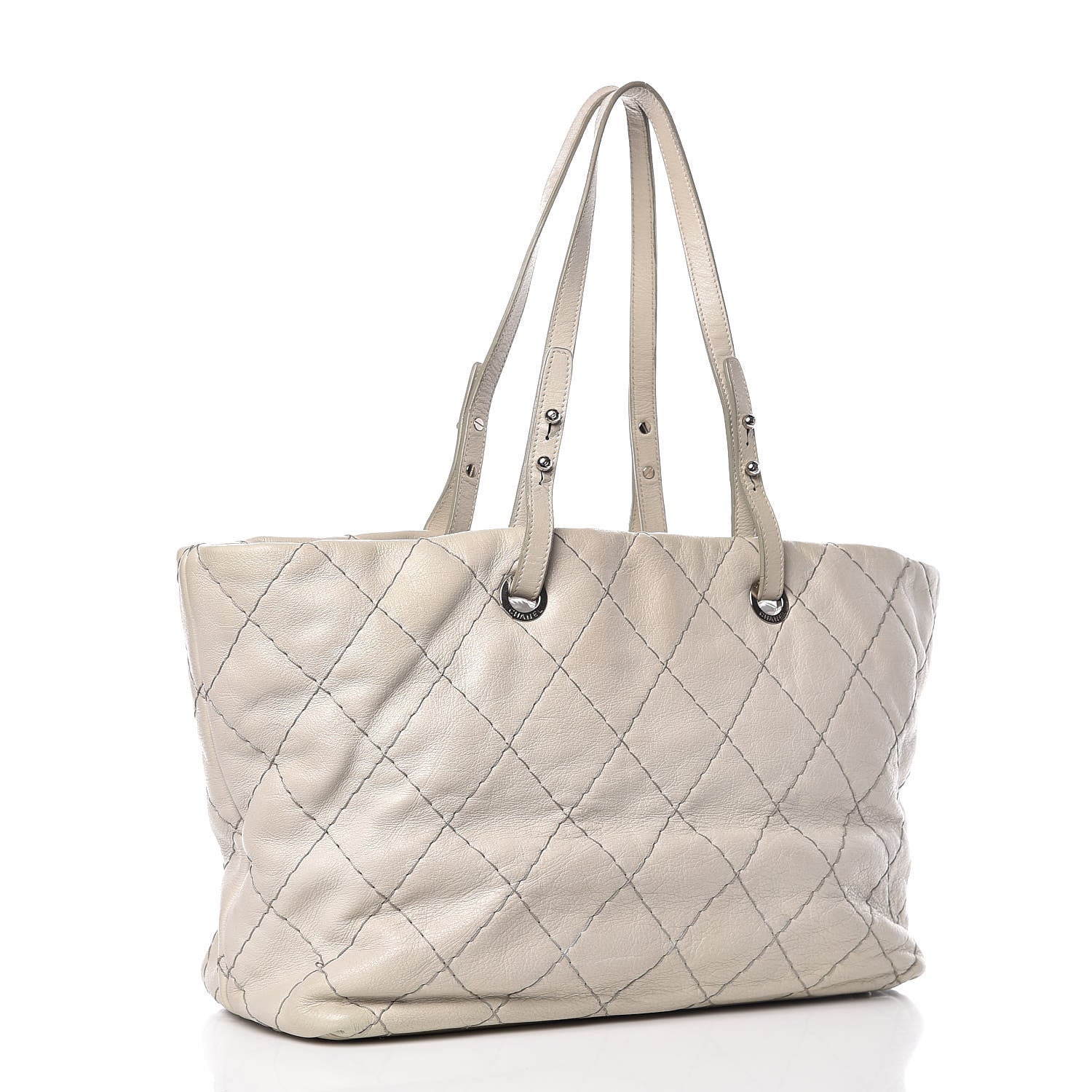 Chanel Glazed Calfskin Large On The Road Tote Light Grey 3 of 22