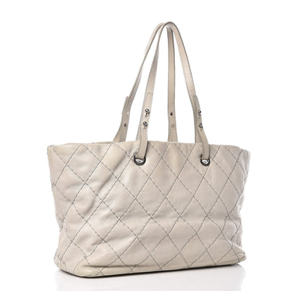 Chanel Glazed Calfskin Large On The Road Tote Light Grey 3 of 22