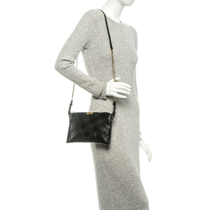 Burberry Signature Grain Calfskin Check Embossed Peyton Crossbody Clutch Bag Black 2 of 8