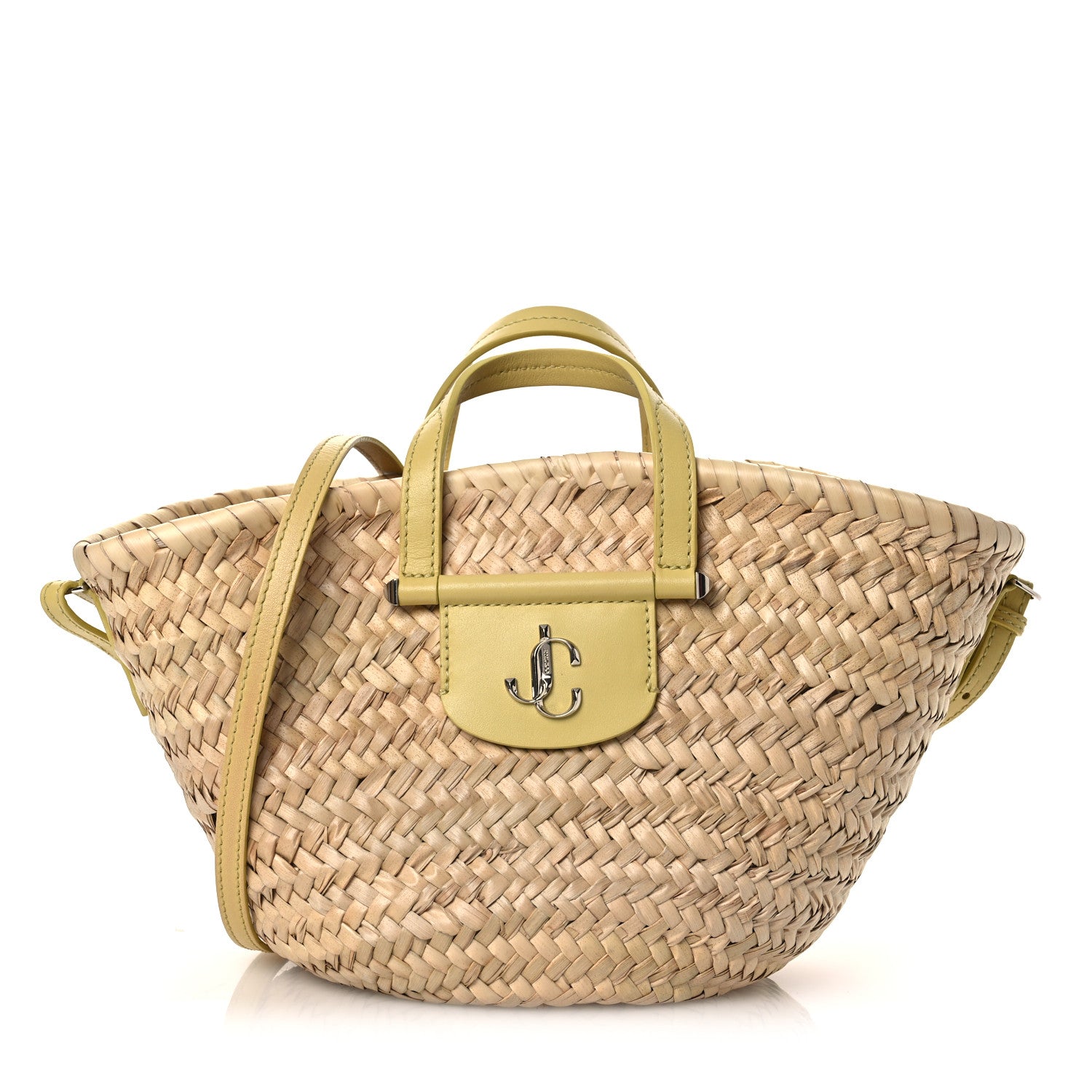 Jimmy Choo Palm Leaf Raffia Small Macy Tote Natural Sunbleached
