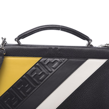 Fendi Calfskin Romano Mania FF 1974 Embossed Mini Peekaboo Iconic Fit Satchel Black Sunflower White 11 of 11