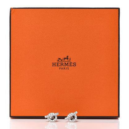 Hermes 18K White Gold Diamond Finesse Earrings 5 of 5