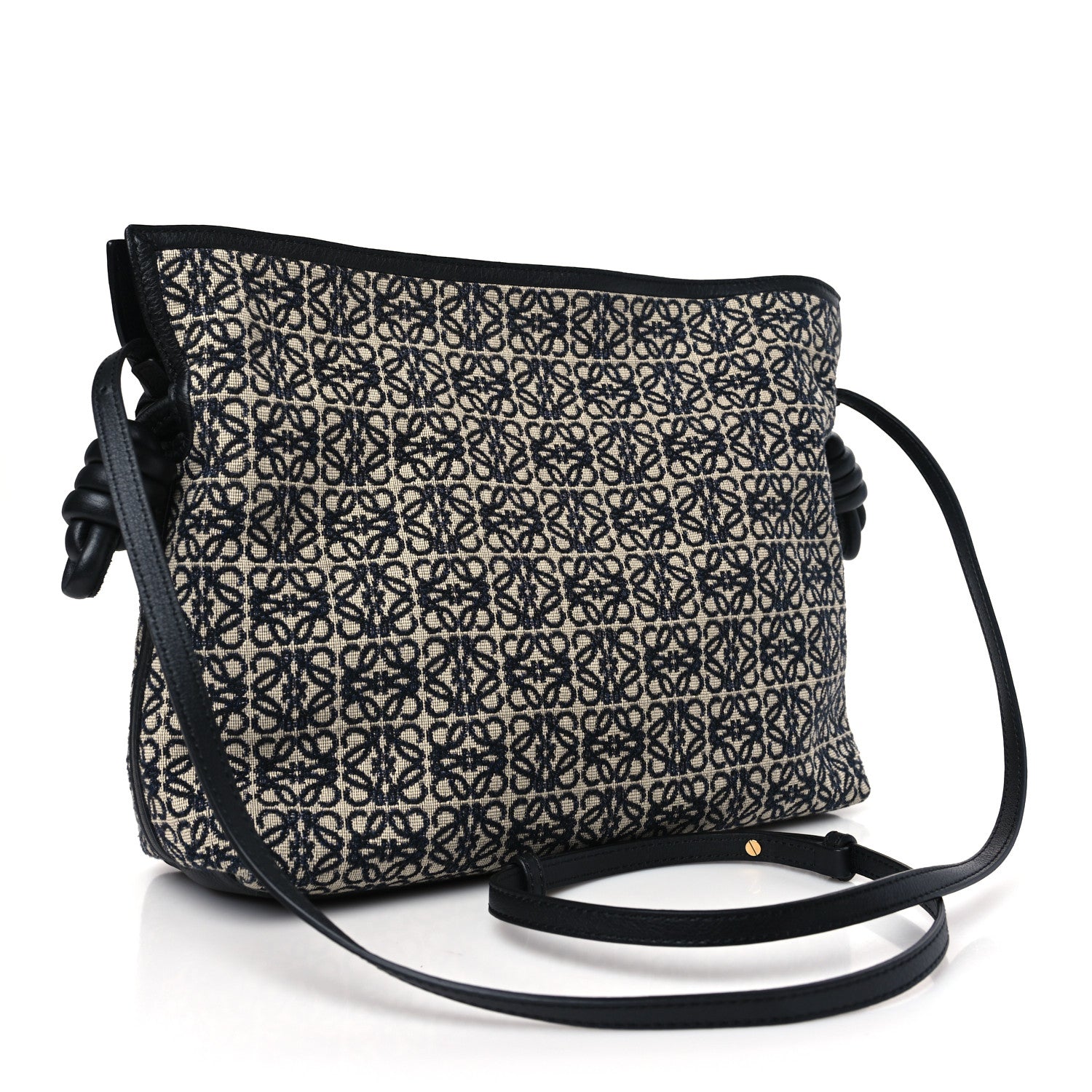 Loewe Jacquard Anagram Calfskin Flamenco Knot Clutch Navy Black 3 of 8