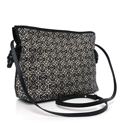 Loewe Jacquard Anagram Calfskin Flamenco Knot Clutch Navy Black 3 of 8