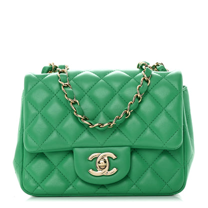 Chanel Lambskin Quilted Mini Square Flap Green 1 of 9