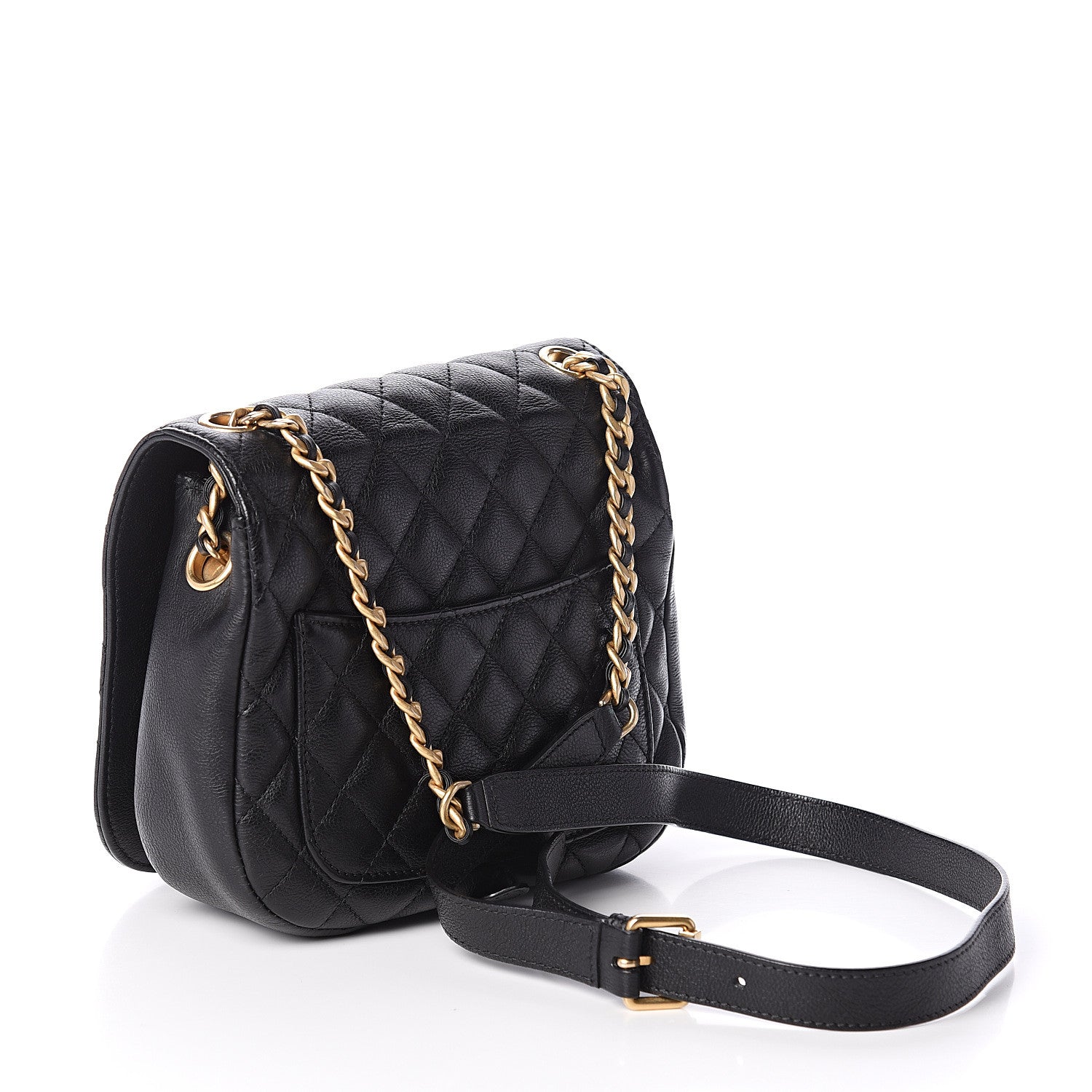 Chanel Grained Calfskin Quilted Messenger Flap Black 2 of 9