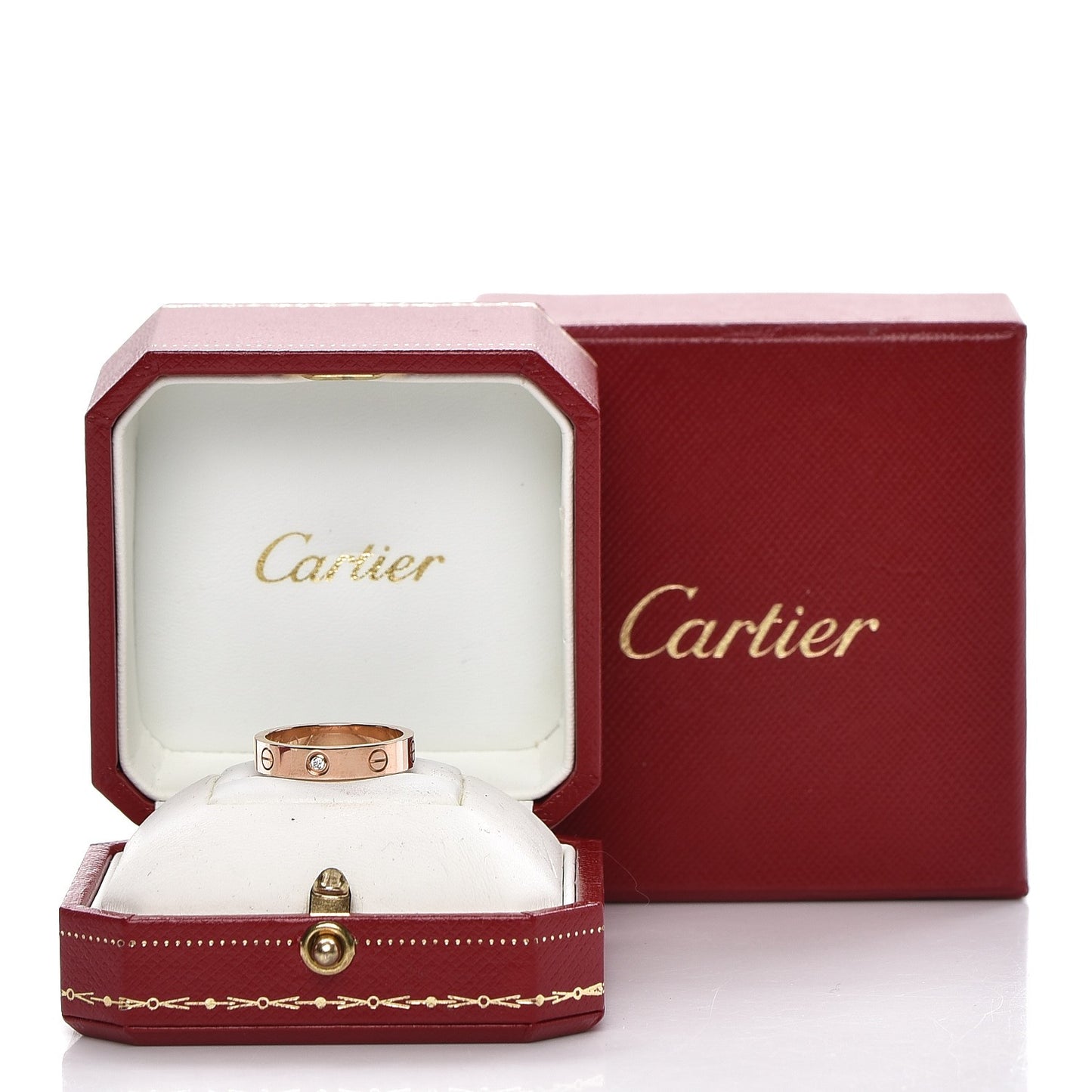 18K Pink Gold Diamond 4mm LOVE Ring 54 6.75