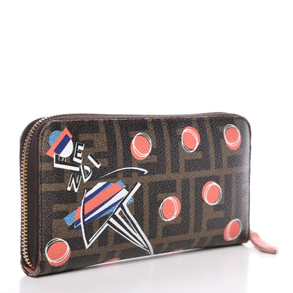Fendi Zucca Spalmati Saint Bamboline Zip Around Wallet Tobacco 3 of 21