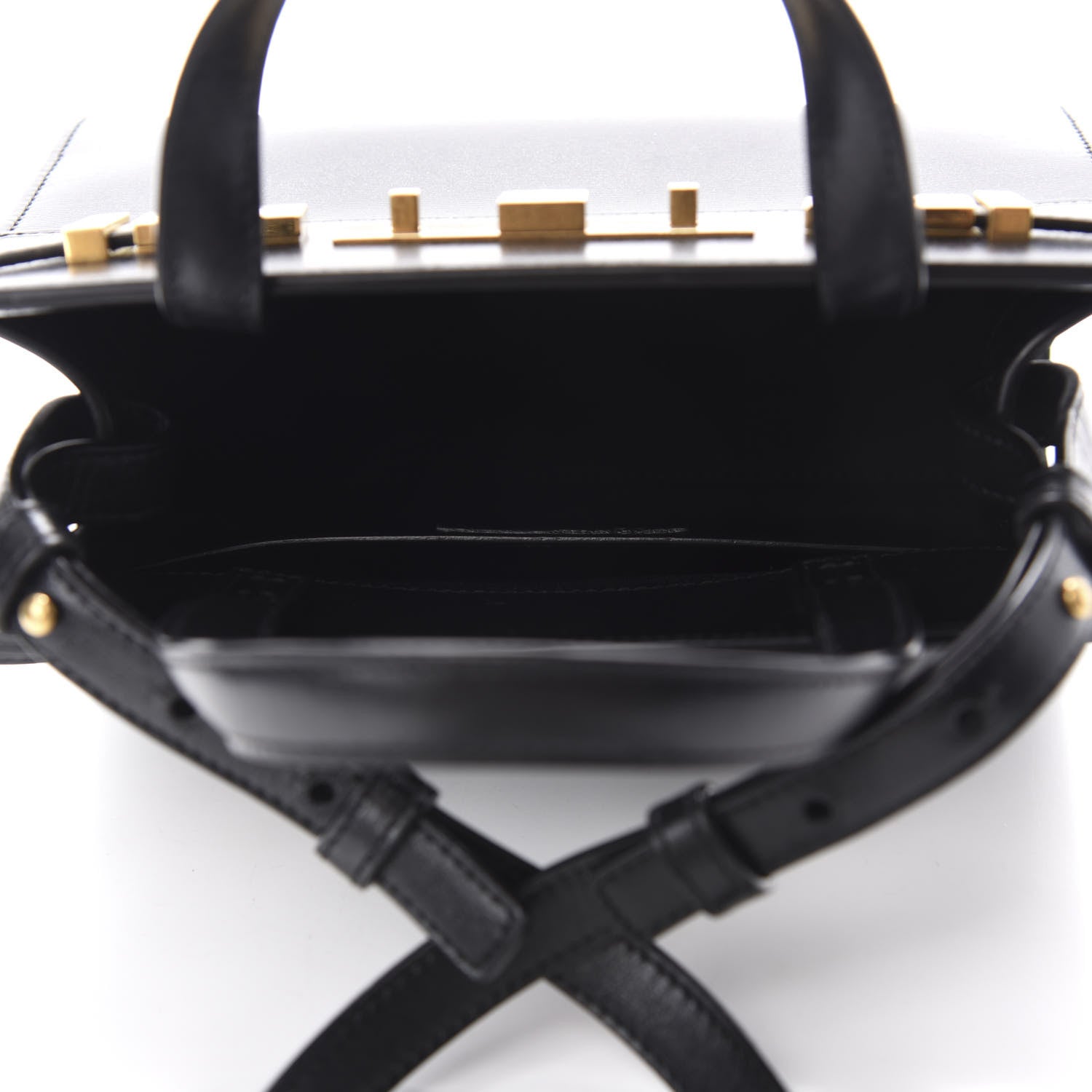 Saint Laurent Smooth Calfskin Manhattan Nano Shopper Tote Black 5 of 9