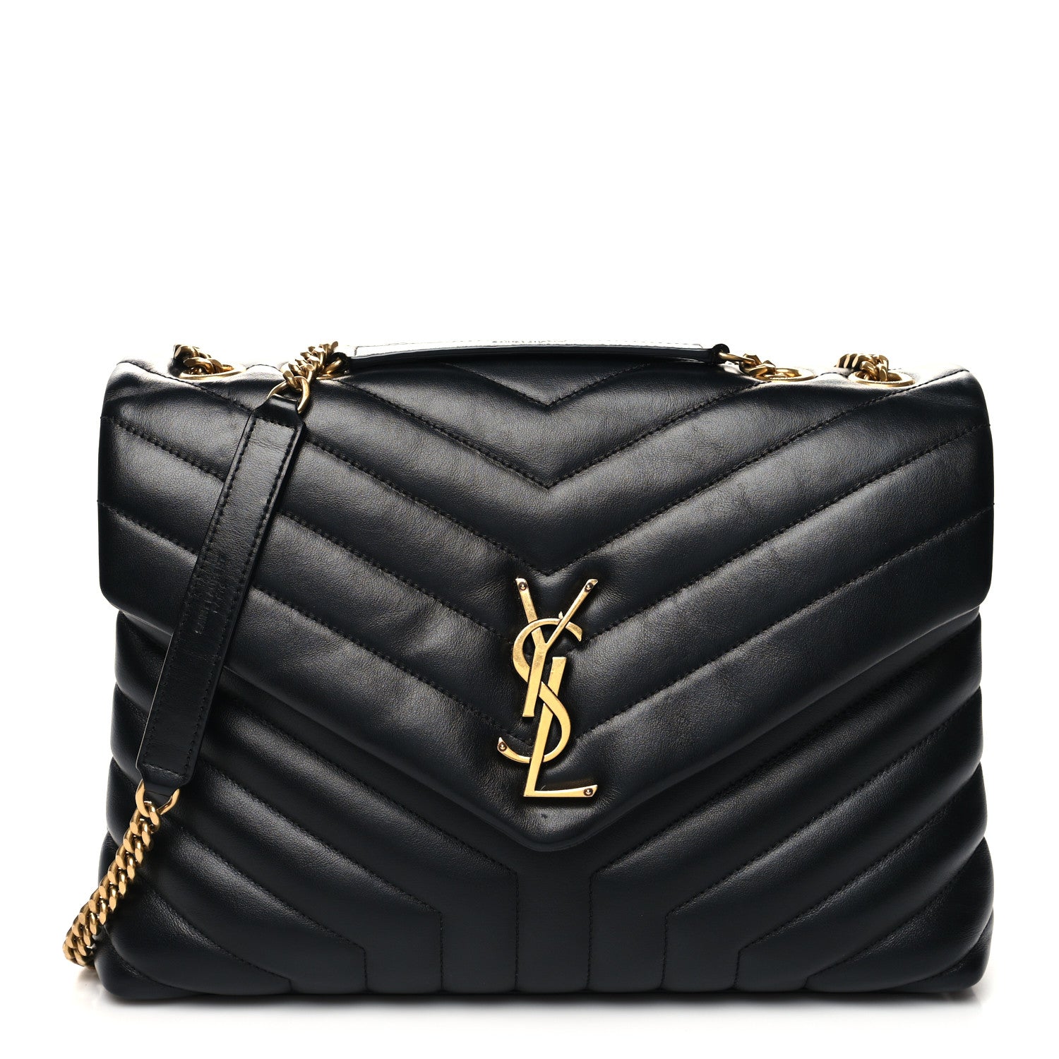 Saint Laurent Calfskin Y Quilted Monogram Medium Loulou Chain Satchel Black 1 of 13
