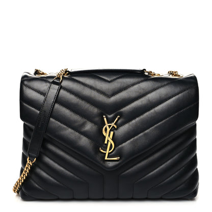 Saint Laurent Calfskin Y Quilted Monogram Medium Loulou Chain Satchel Black 1 of 13