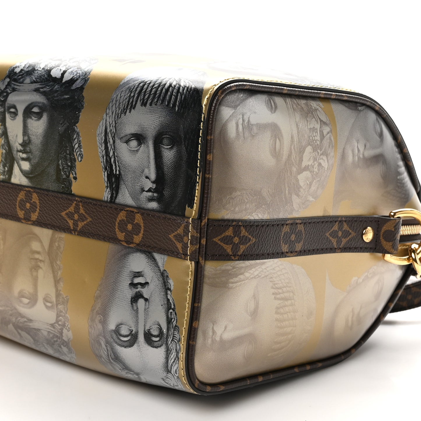 X FORNASETTI Calfskin Fornasetti Speedy Bandouliere 25 Gold