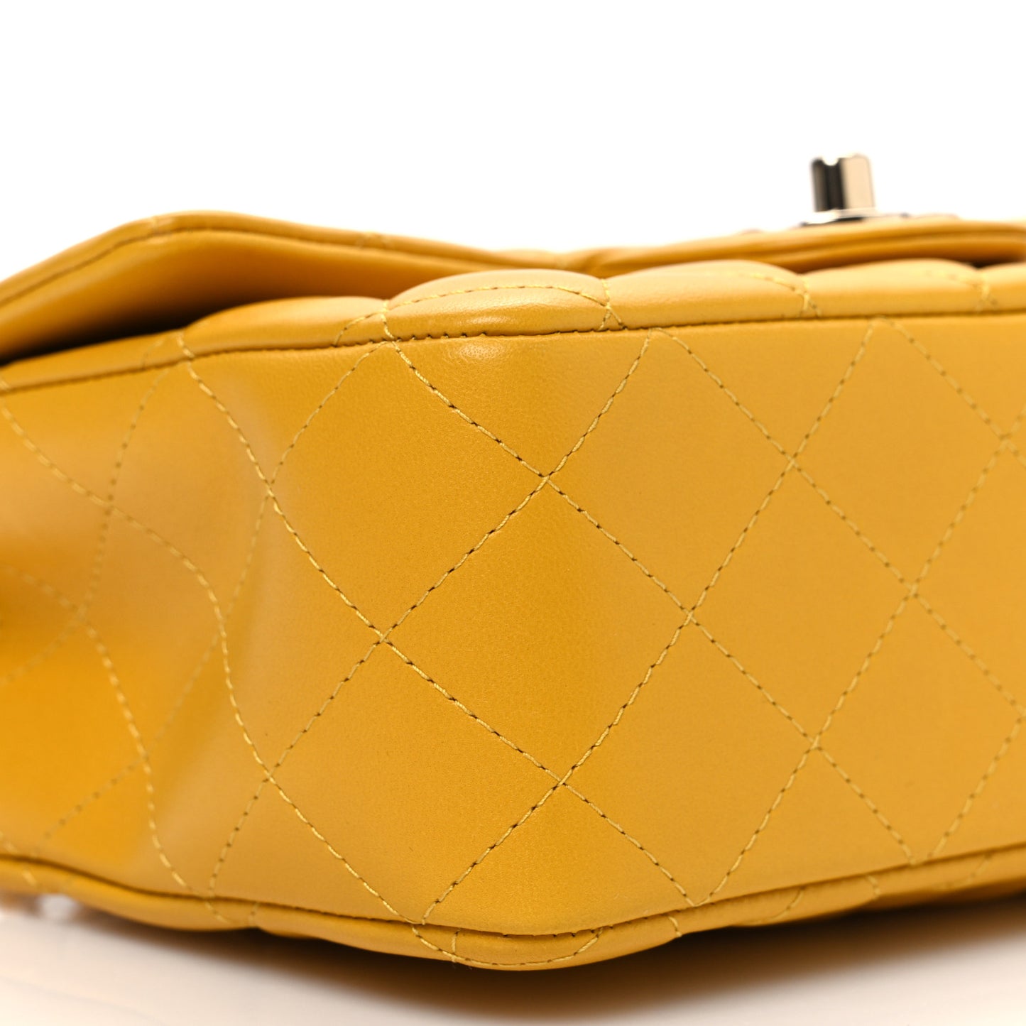 Lambskin Quilted Mini Top Handle Rectangular Flap Yellow