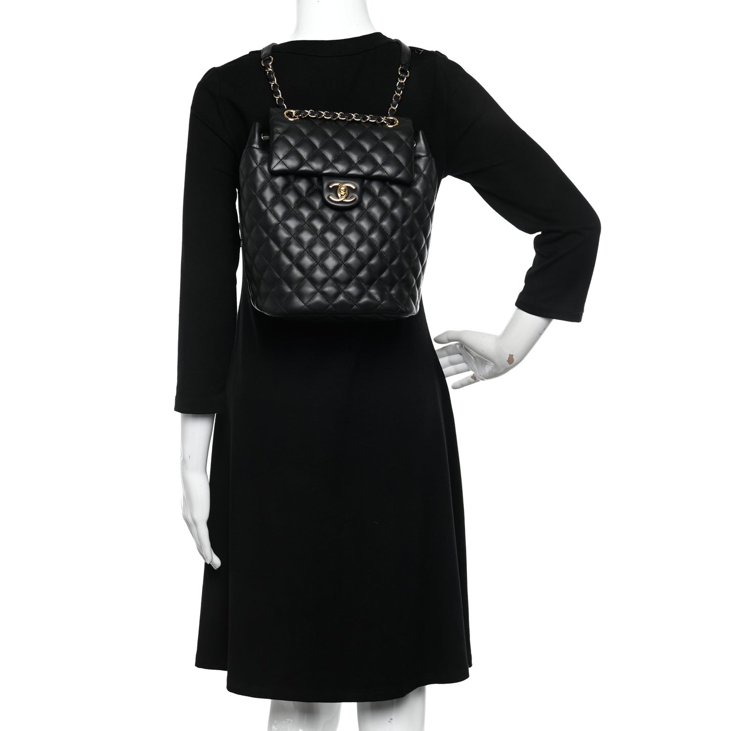 Lambskin Quilted Small Urban Spirit Backpack Black